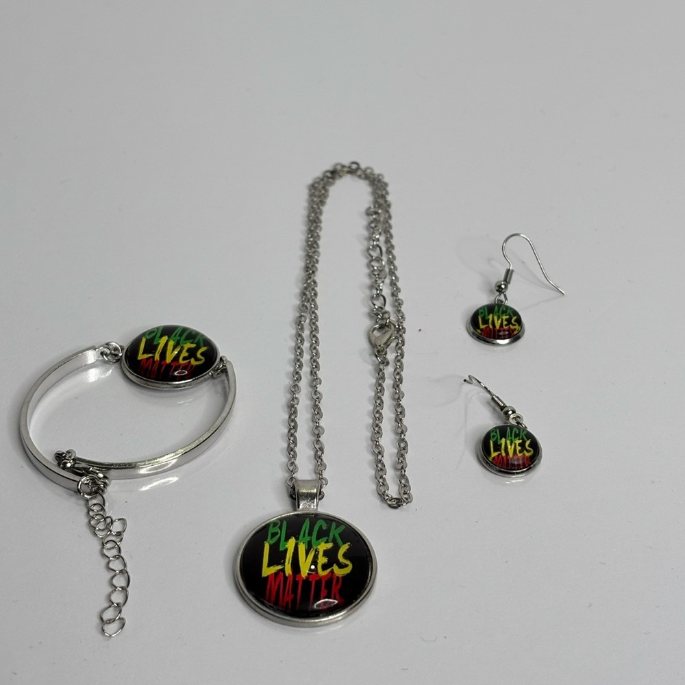 3 pc Black Lives Matter Set: Bracelet, Necklace & Earrings